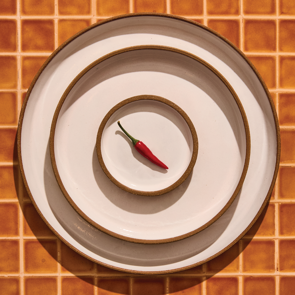 Dinner Plate - Dark Brown Stoneware / White Gloss