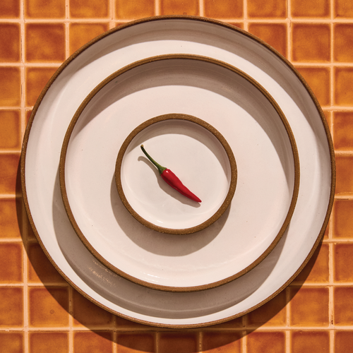 Dinner Plate - Dark Brown Stoneware / White Gloss