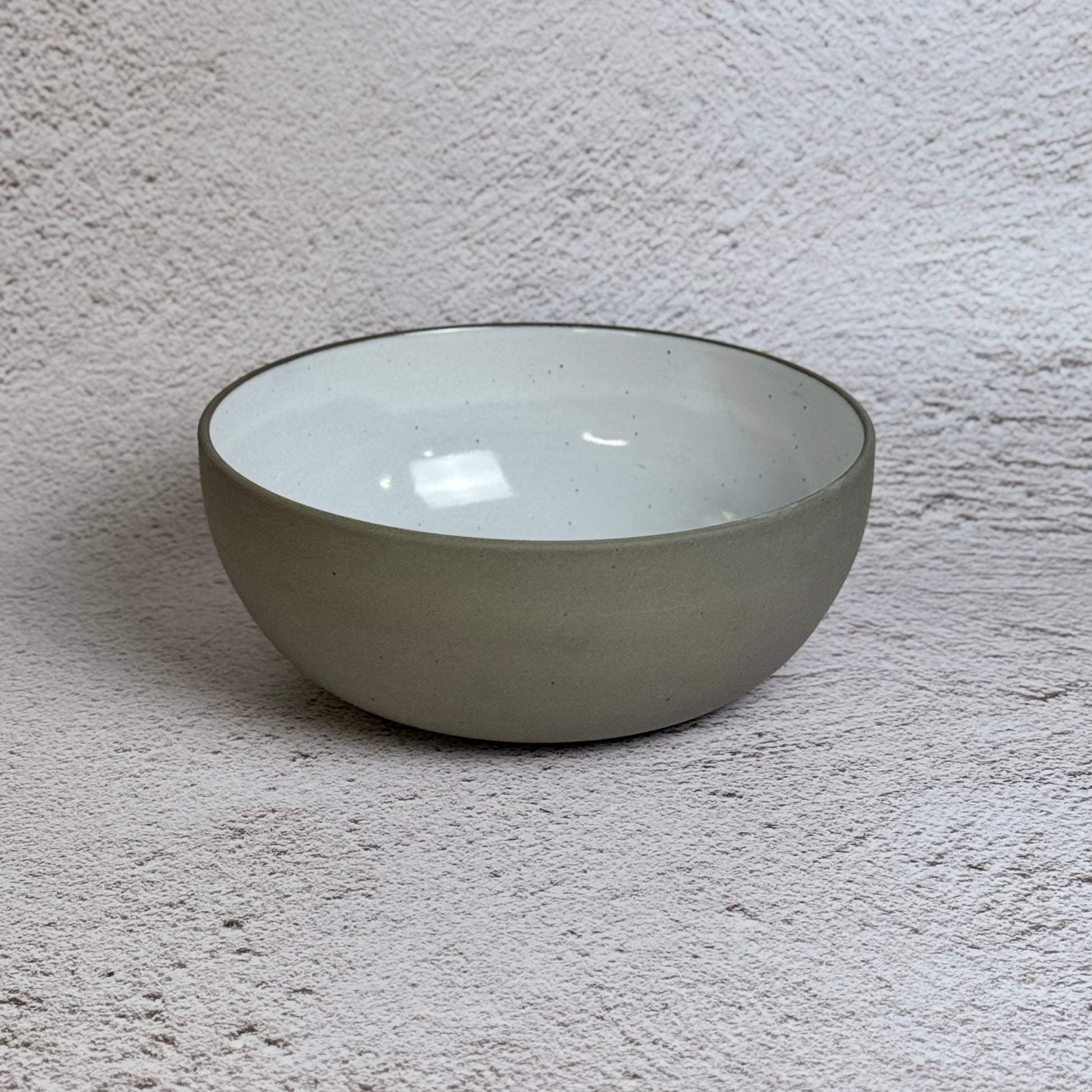The Everyday Bowl - Tall - Grey Speckled Stoneware / White Gloss