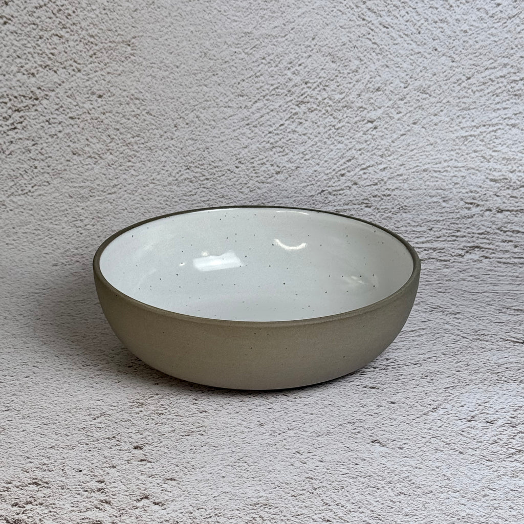 The Everyday Bowl - Short - Grey Speckled Stoneware / White Gloss