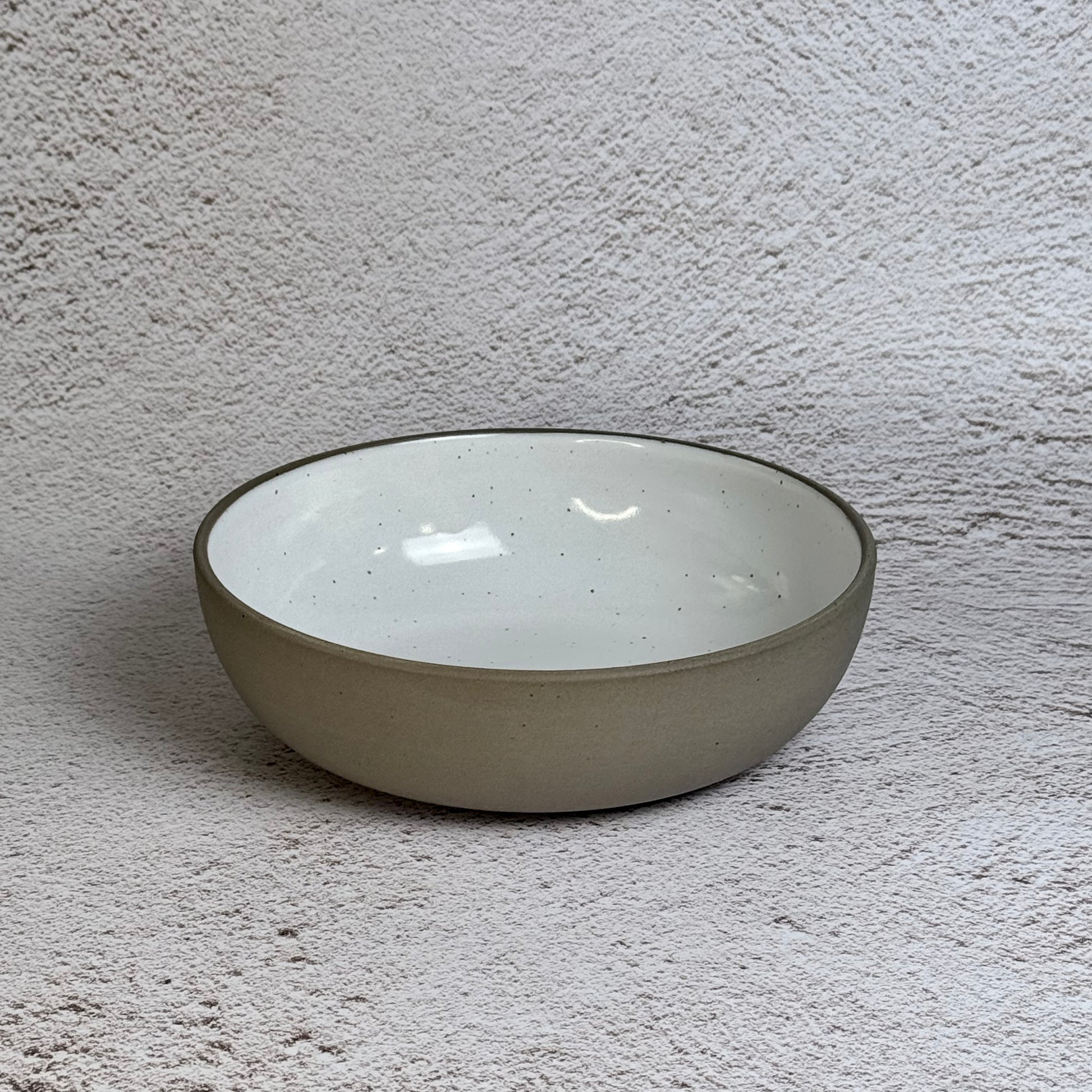 The Everyday Bowl - Short - Grey Speckled Stoneware / White Gloss