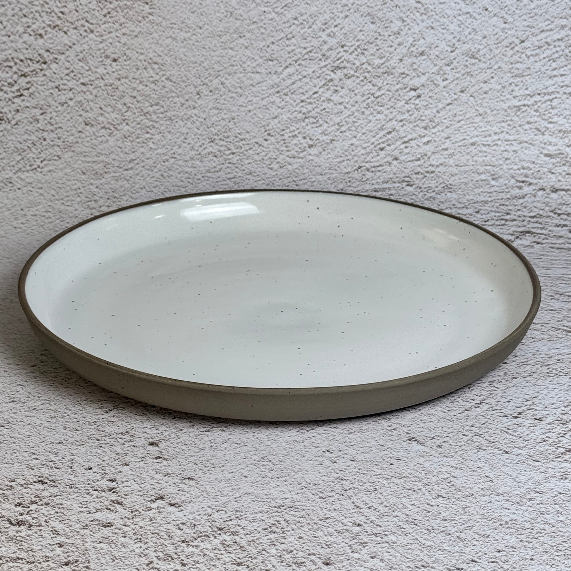 Dinner Plate - Grey Speckled Stoneware / White Gloss