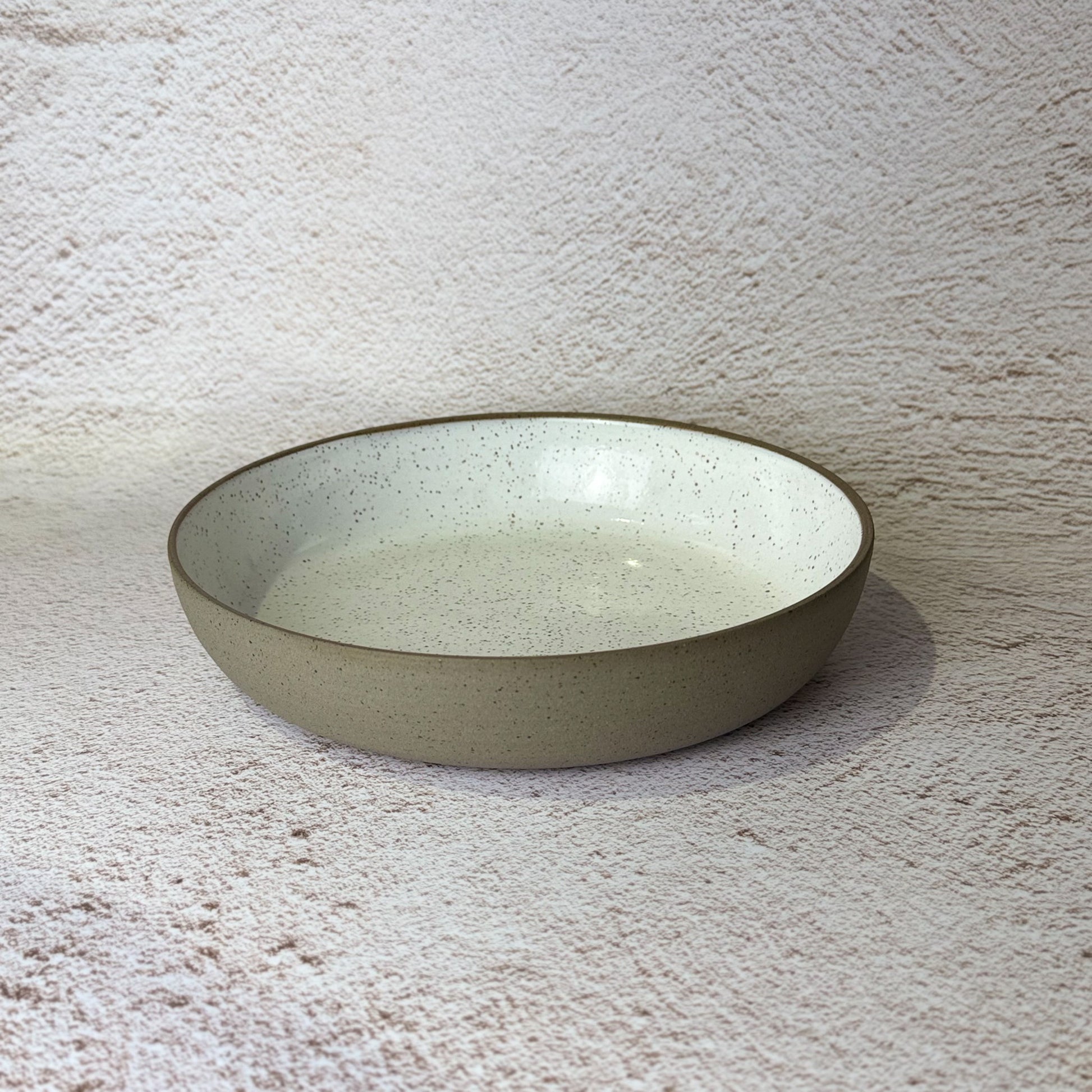 Pasta Bowl - Grey Speckled Stoneware / White Gloss (Heavy Speckle) - *Early Test Edition*