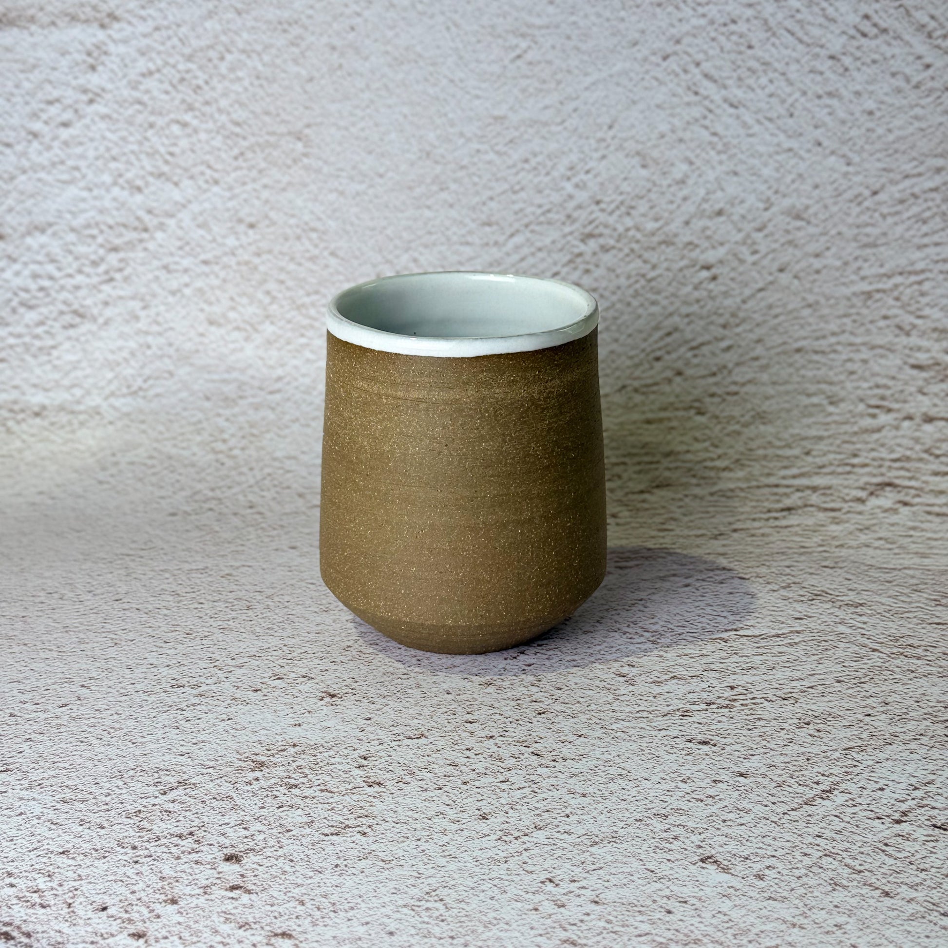 Bevelled Wine Tumbler - Dark Brown Stoneware / White Gloss