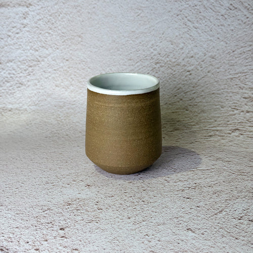 Bevelled Wine Tumbler - Dark Brown Stoneware / White Gloss