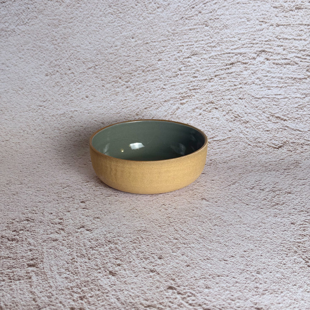 Side Bowl - Warm Brown Stoneware / Sage Green Gloss