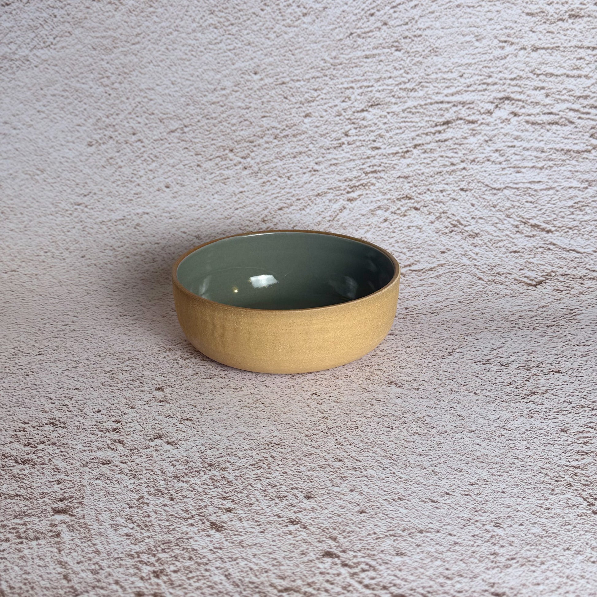 Side Bowl - Warm Brown Stoneware / Sage Green Gloss