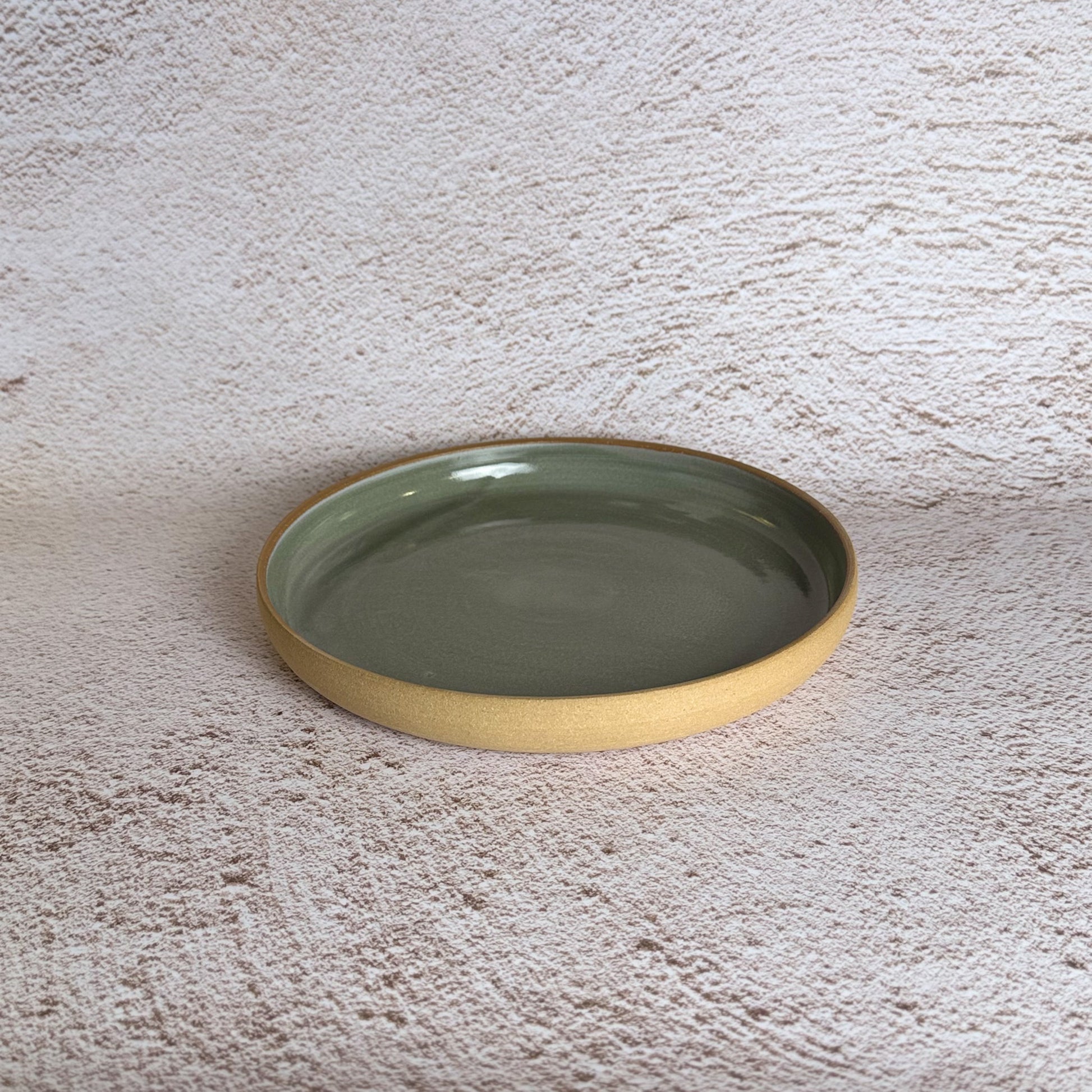 Side Plate - Warm Brown Stoneware / Sage Green Gloss