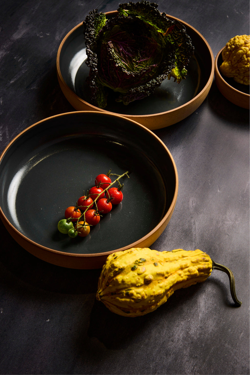 Side Bowl - Warm Brown Stoneware / Slate Grey Gloss